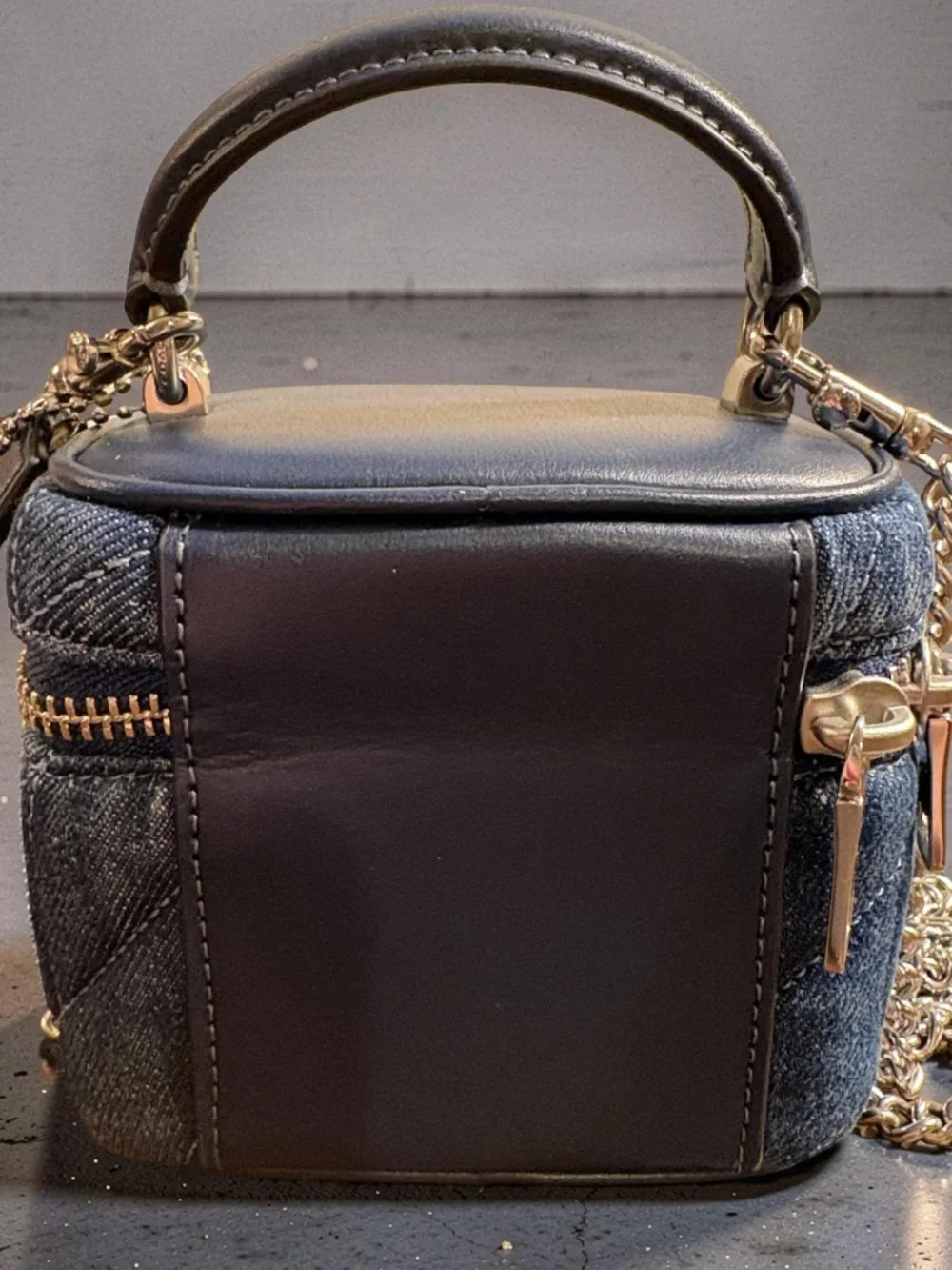 COACH Quilted Dark Blue Denim Bag with Silver Accents - Picture 2 of 11